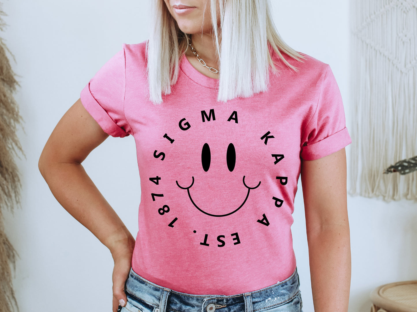 Sigma Kappa Smiley Face Halo Sorority T-shirt _ 2521g