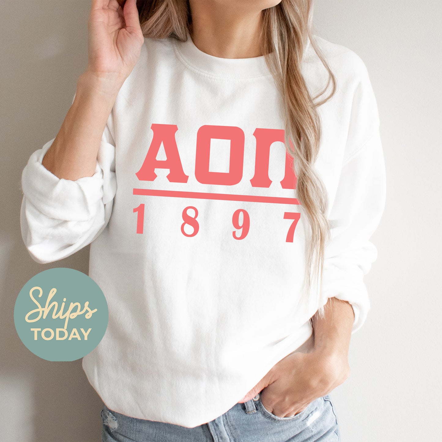 Alpha Omicron Pi Monochromatic Sorority Sweatshirt _ 30847g