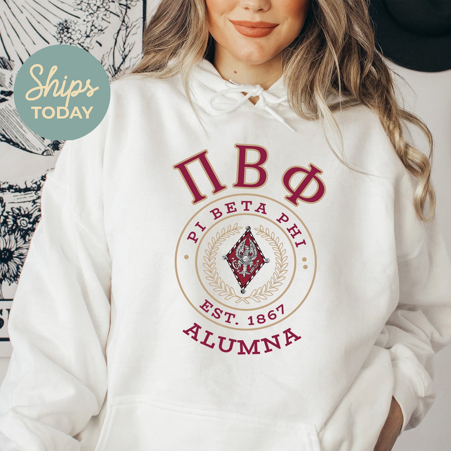 Pi Beta Phi Alumna Vintage Sorority Hoodie _ 31029g
