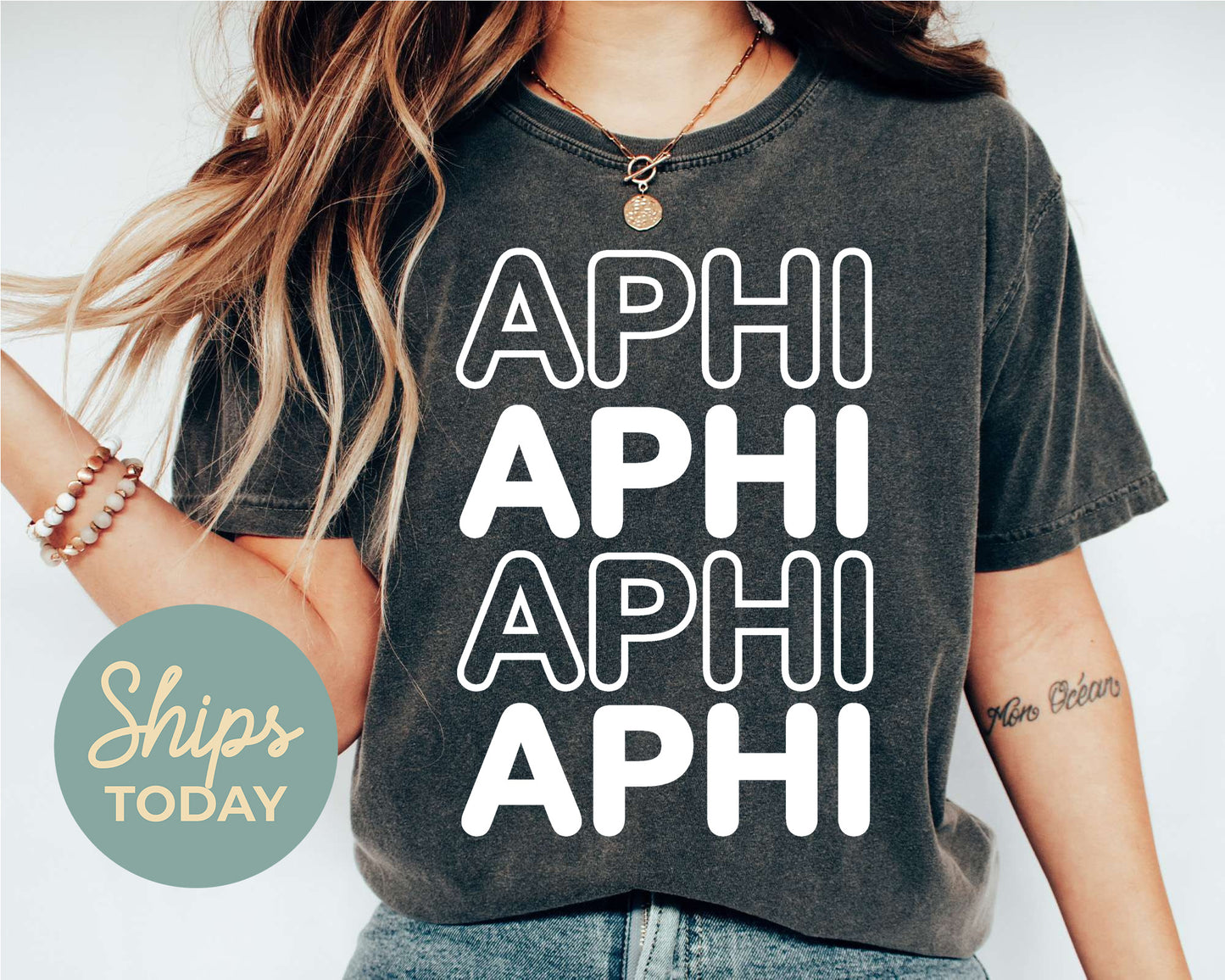 Alpha Phi Bold Bubble Letter Sorority T-shirt _ 2217g