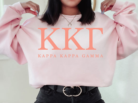 Kappa Kappa Gamma Pink Personality Sorority Sweatshirt _ 665g