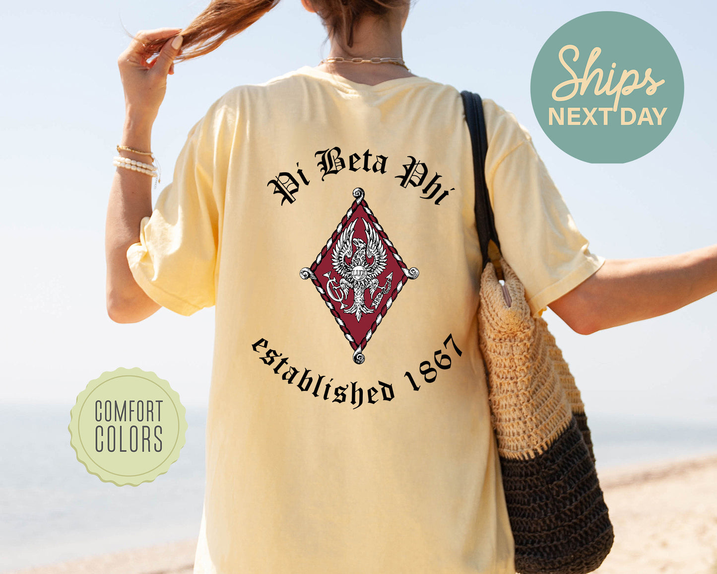 Pi Beta Phi Old English Crest Comfort Colors Sorority T-shirt _ 32940g