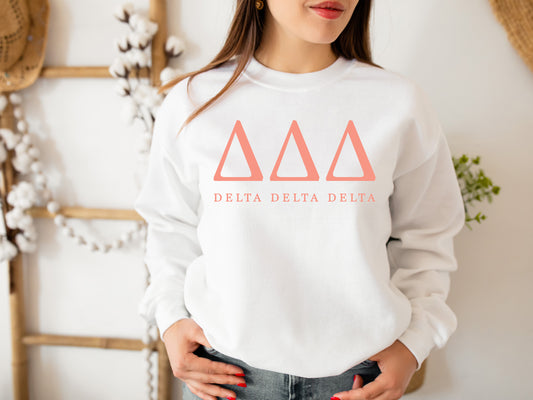 Delta Delta Delta Pink Personality Sorority Sweatshirt _ 658g