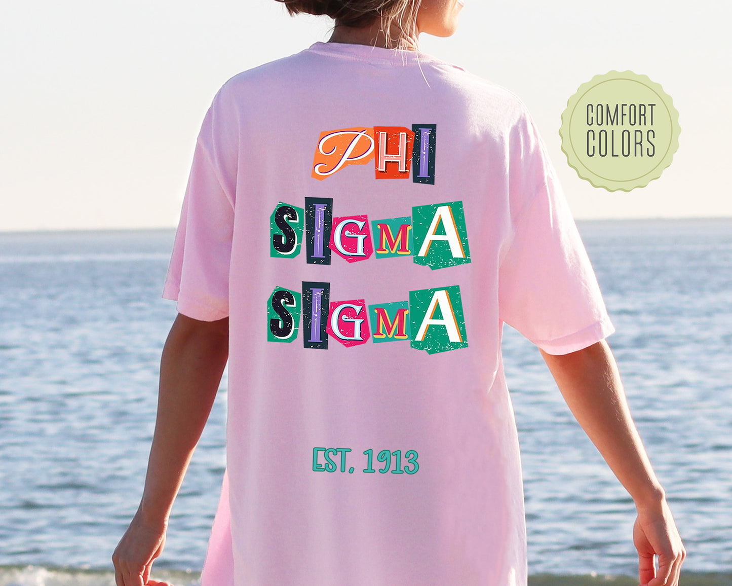 Phi Sigma Sigma Letter Cuts Comfort Colors Sorority T-shirt _ 35905g