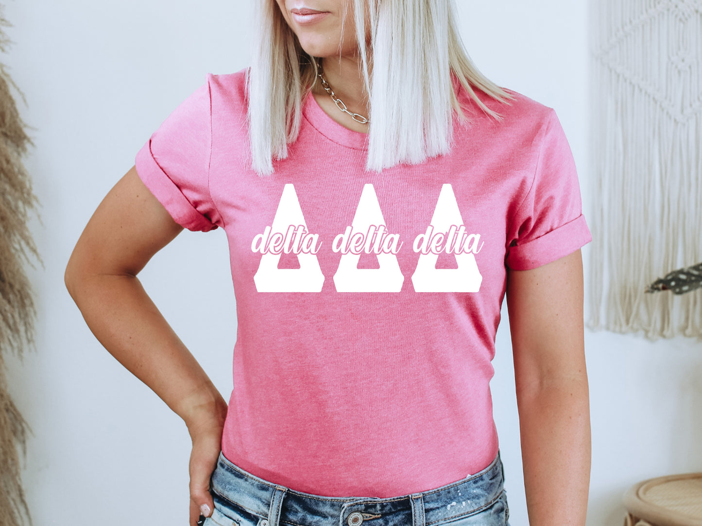 Delta Delta Delta Sliced White Letters Sorority T-shirt _ 2248g