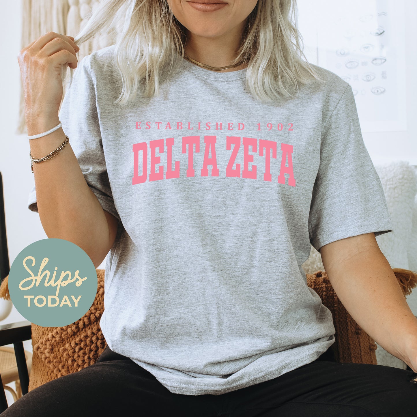 Delta Zeta Bold Letters Sorority T-shirt _ 35133g