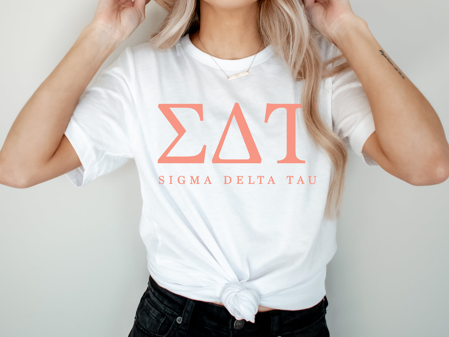 Sigma Delta Tau Pink Personality Sorority T-shirt _ 669g