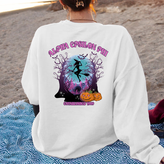 Alpha Epsilon Phi Halloween Witch Sorority Sweatshirt _ 36228g