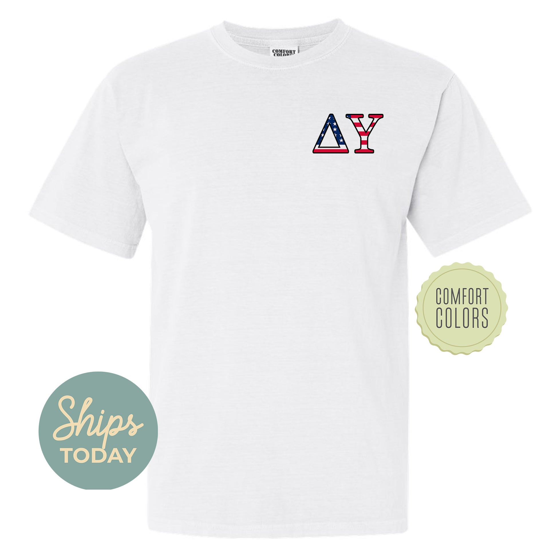 a white t - shirt with the letters a and y printed on it