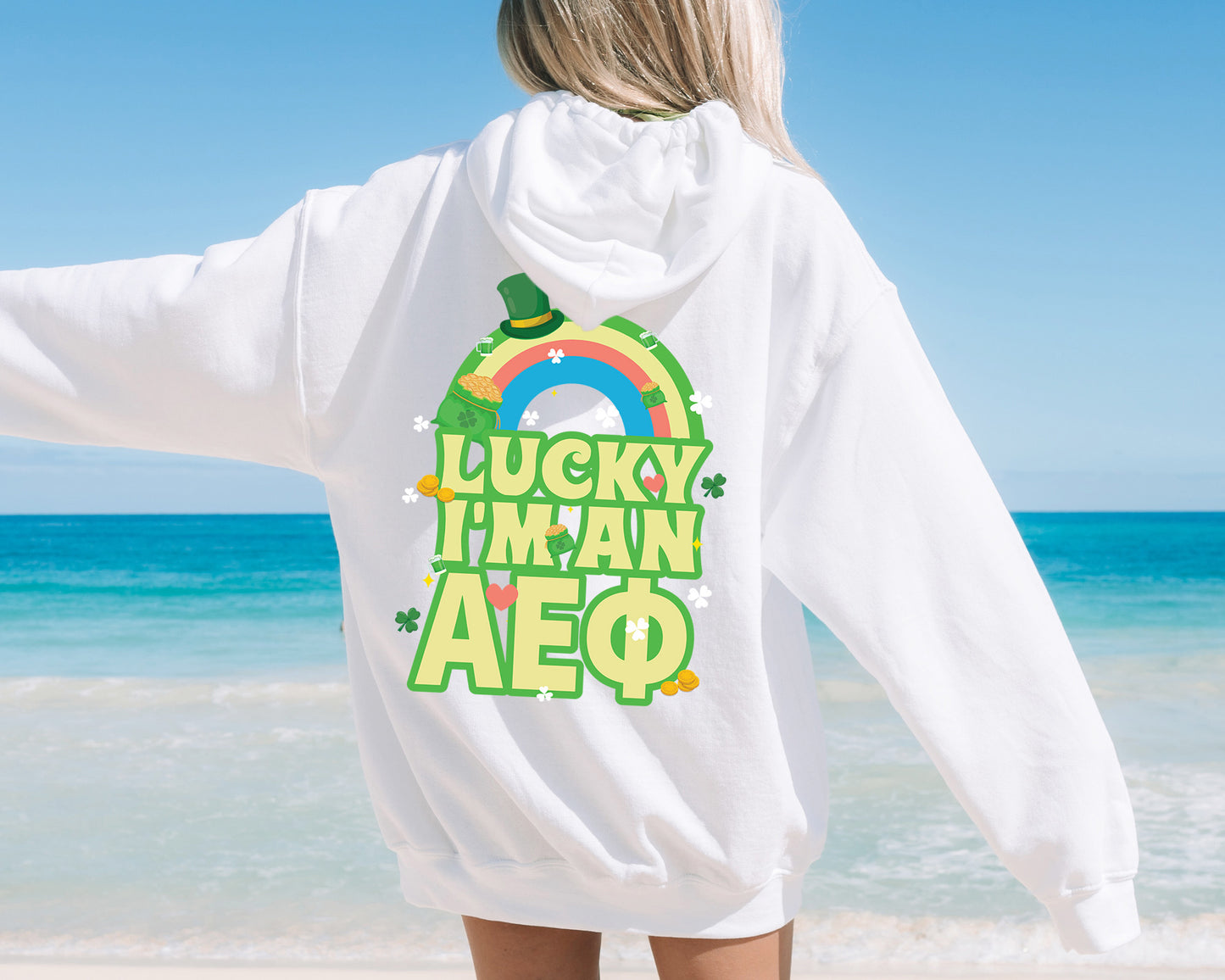 Alpha Epsilon Phi Lucky Rainbow Sorority Hoodie _ 32870g