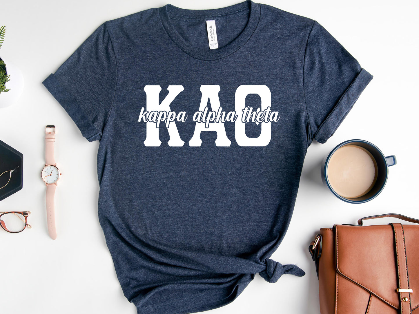 Kappa Alpha Theta Sliced White Letters Sorority T-shirt _ 2253g