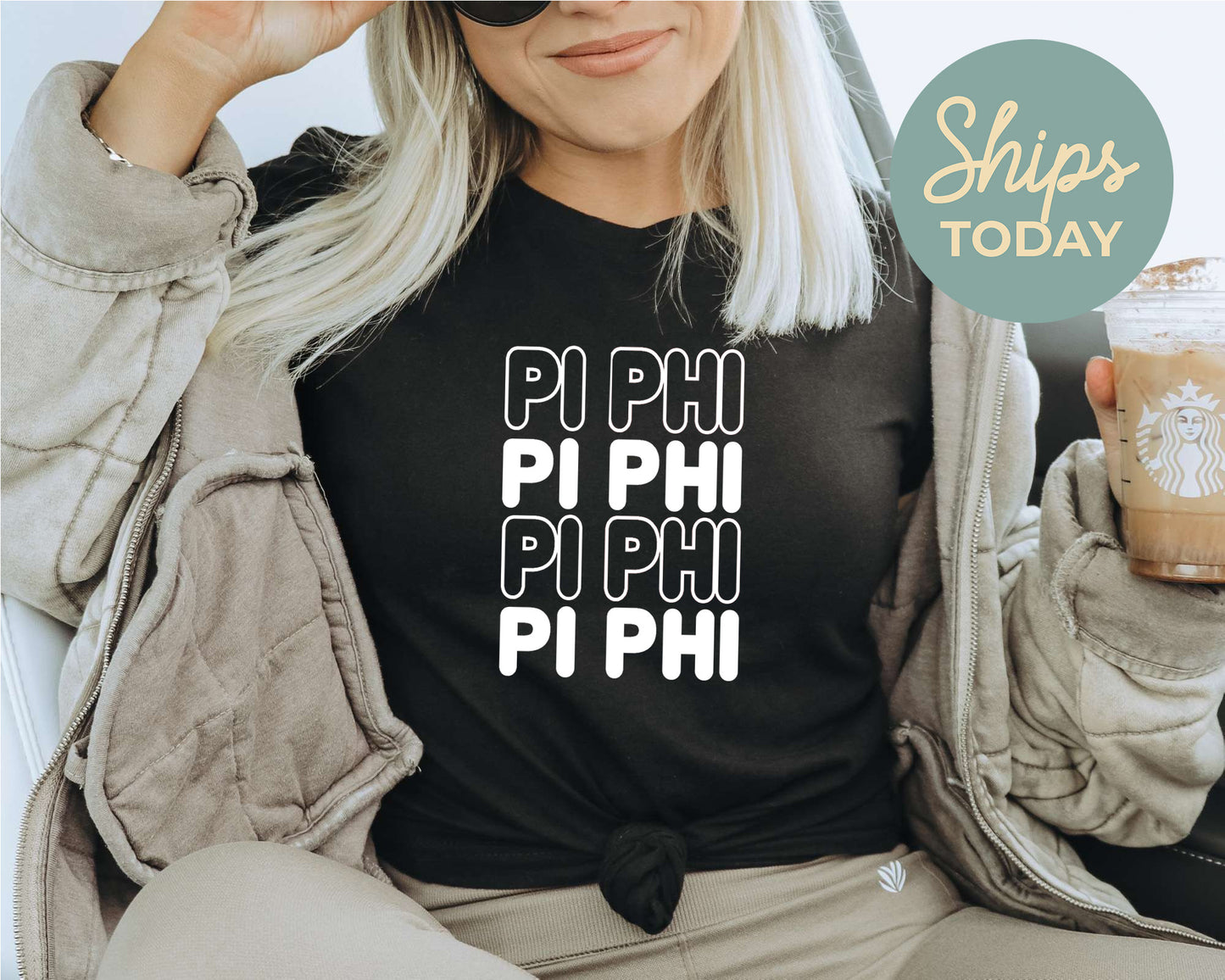 Pi Beta Phi Bold Bubble Letter Sorority T-shirt _ 2232g