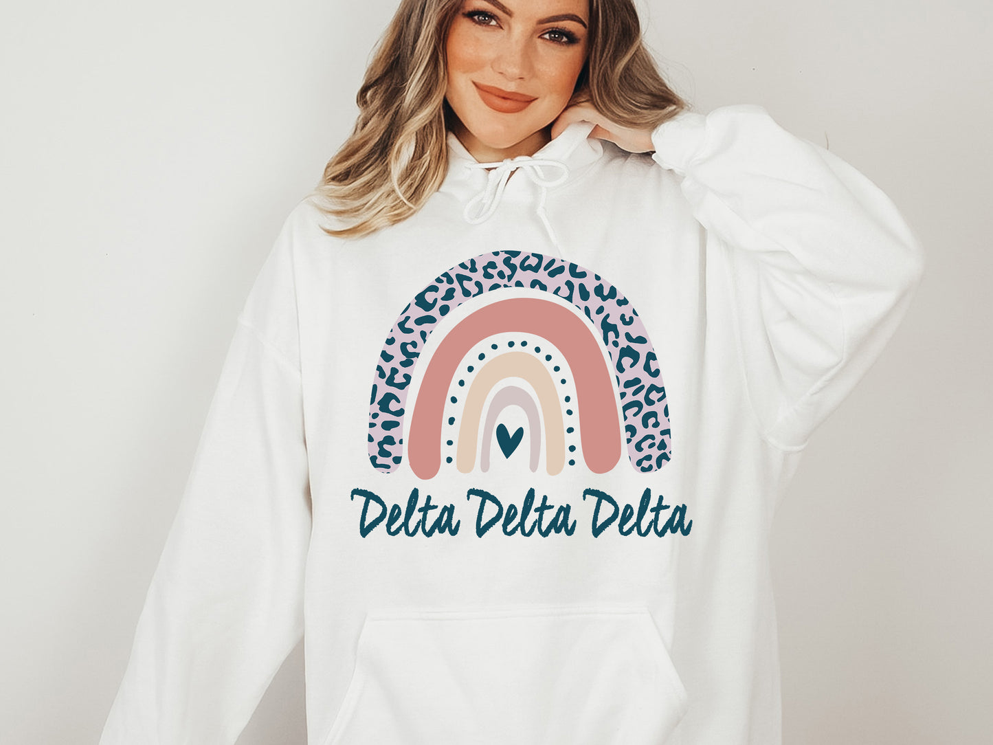 Delta Delta Delta Greek Rainbow Sorority Hoodie _ 2743g