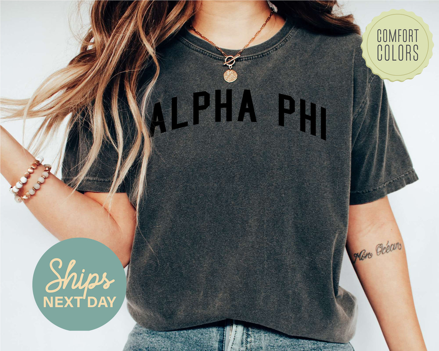 Alpha Phi Just Bold Comfort Colors Sorority T-shirt _ 2374g