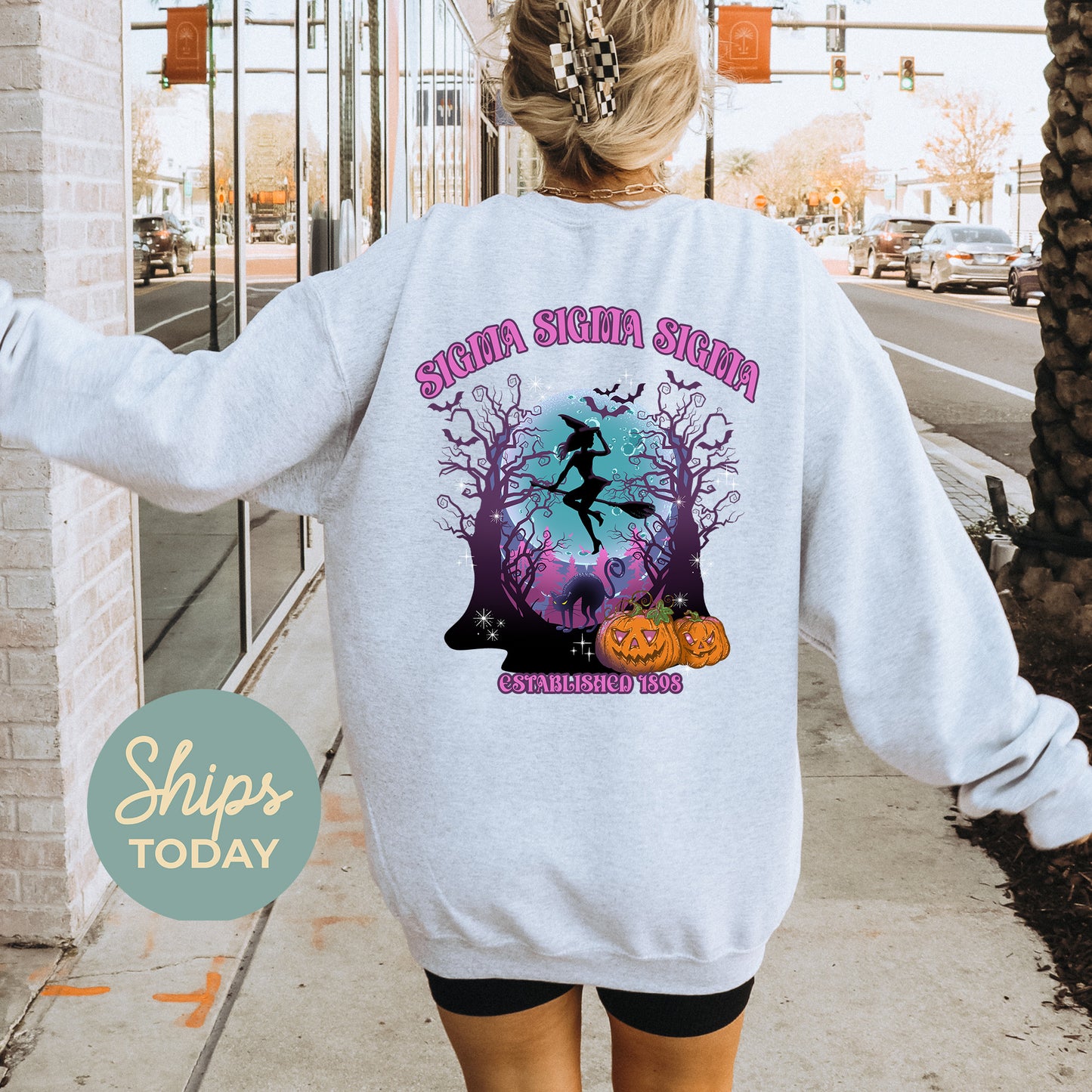 Sigma Sigma Sigma Halloween Witch Sorority Sweatshirt _ 36249g