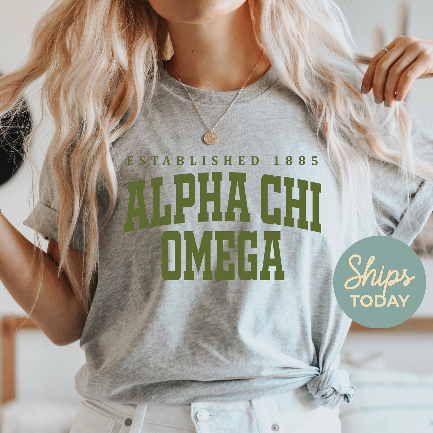 Alpha Chi Omega Bold Letters Sorority T-shirt _ 35120g