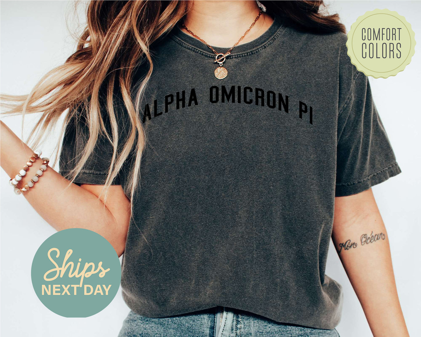 Alpha Omicron Pi Just Bold Comfort Colors Sorority T-shirt _ 2373g