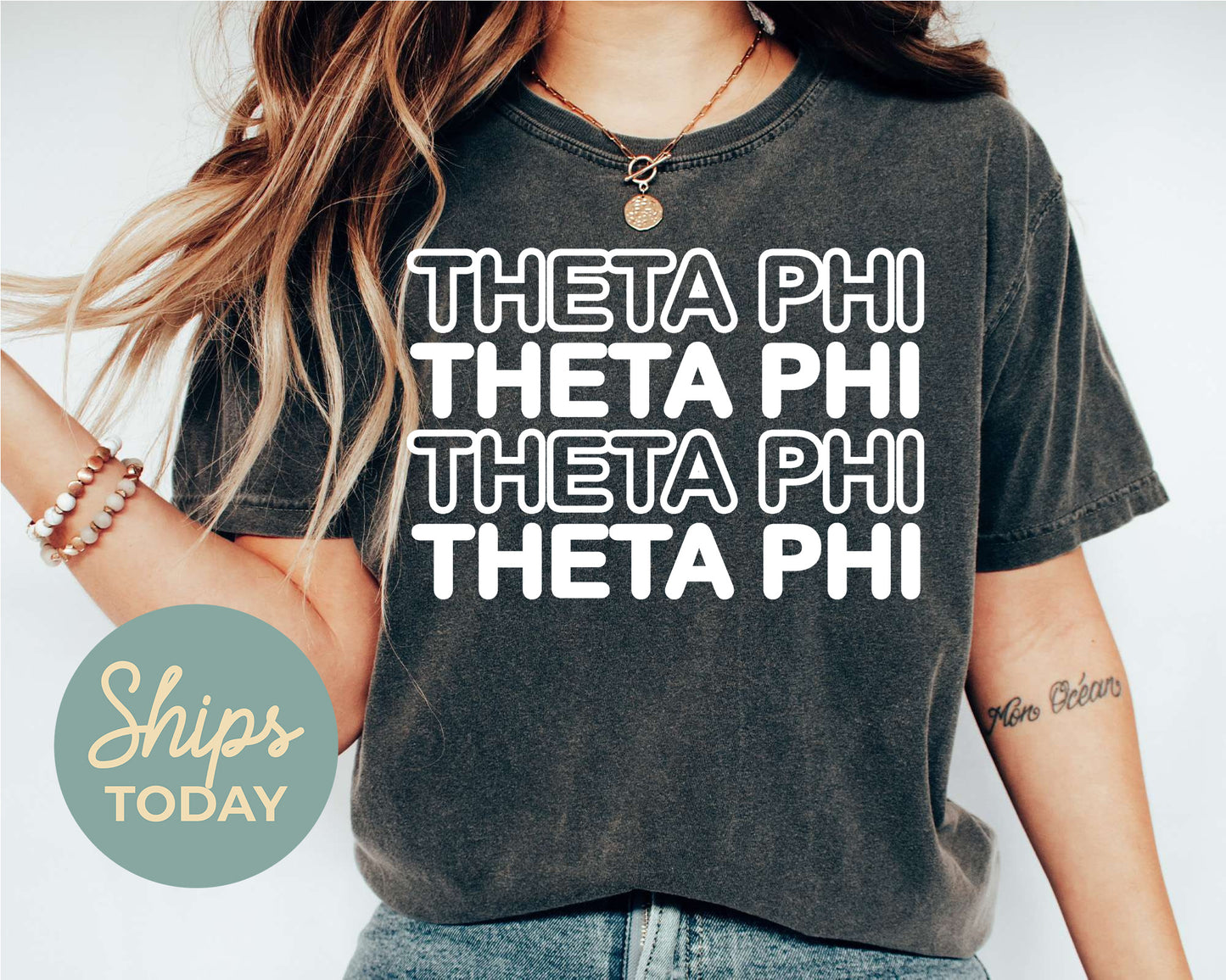 Theta Phi Alpha Bold Bubble Letter Sorority T-shirt _ 2236g