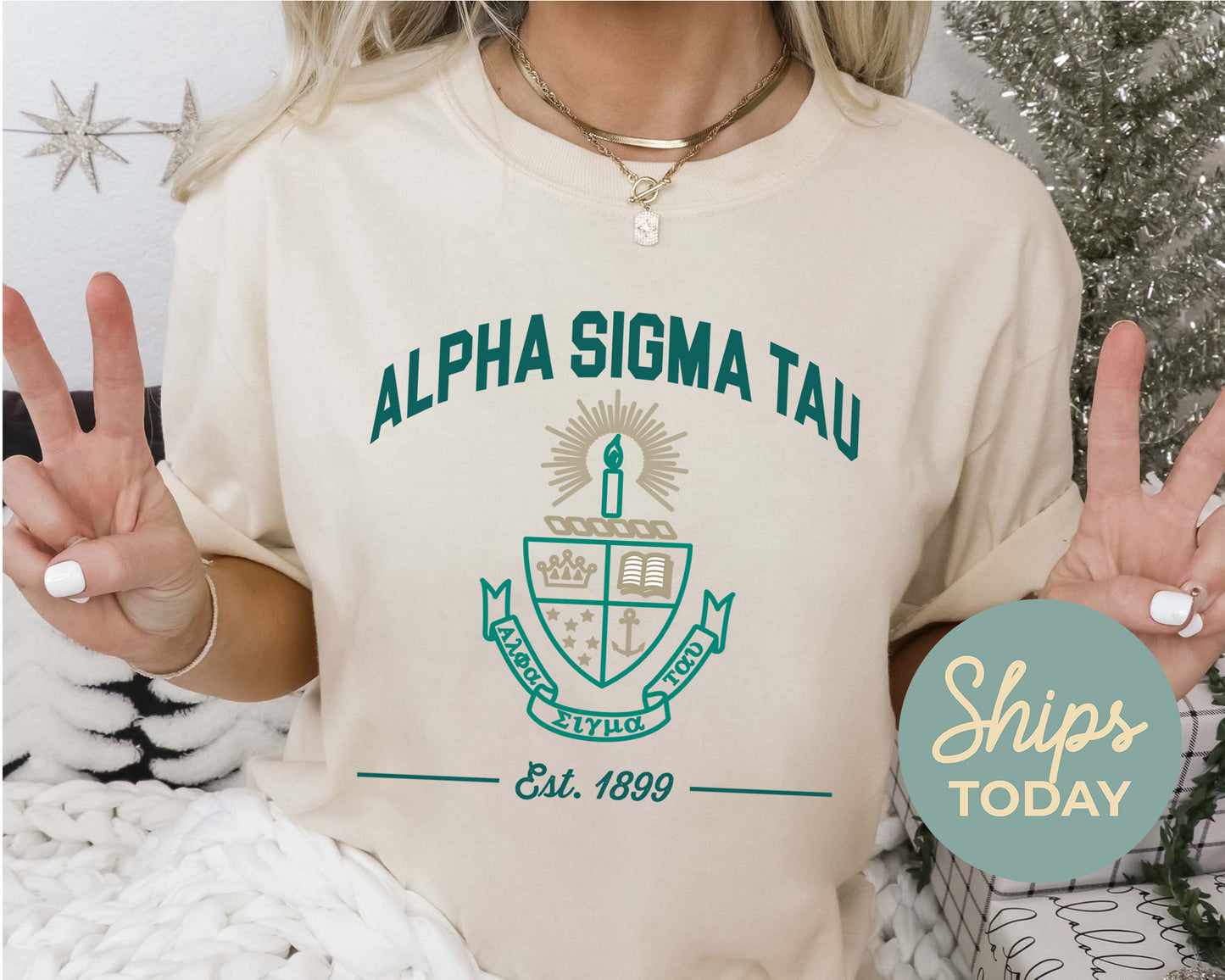 Alpha Sigma Tau Loyalty Crest Sorority T-shirt _ 4427g