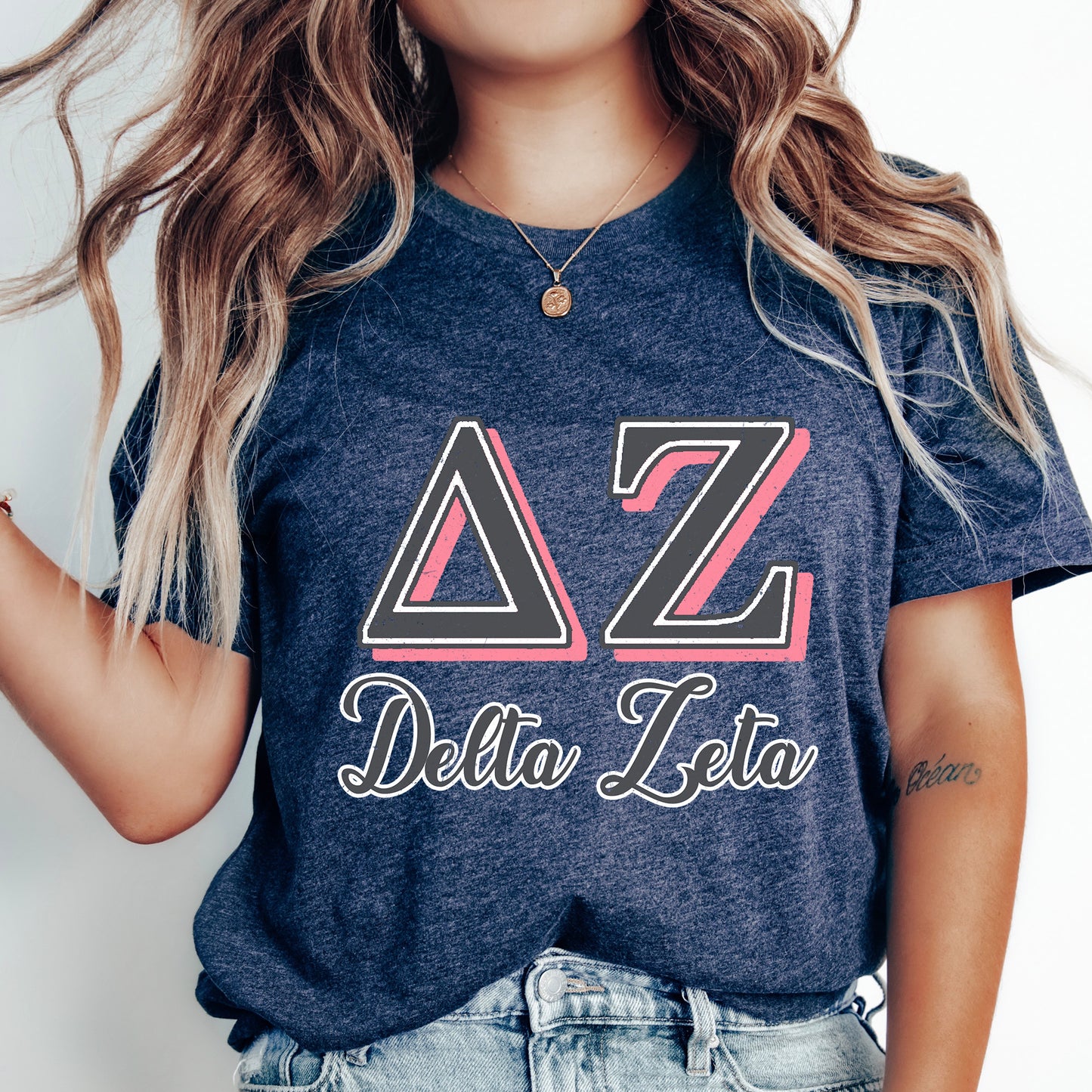 Delta Zeta Greek Colors Sorority T-shirt _ 36082g