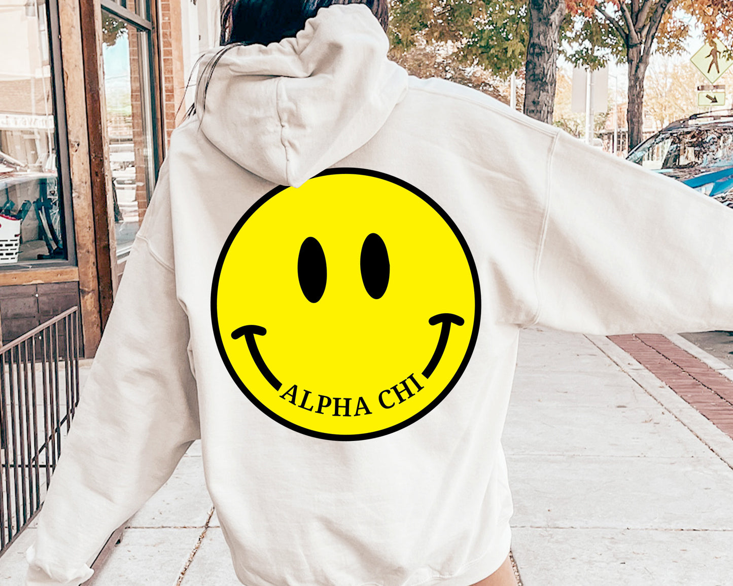 Alpha Chi Omega Smiley Face Sorority Hoodie _ 32842g