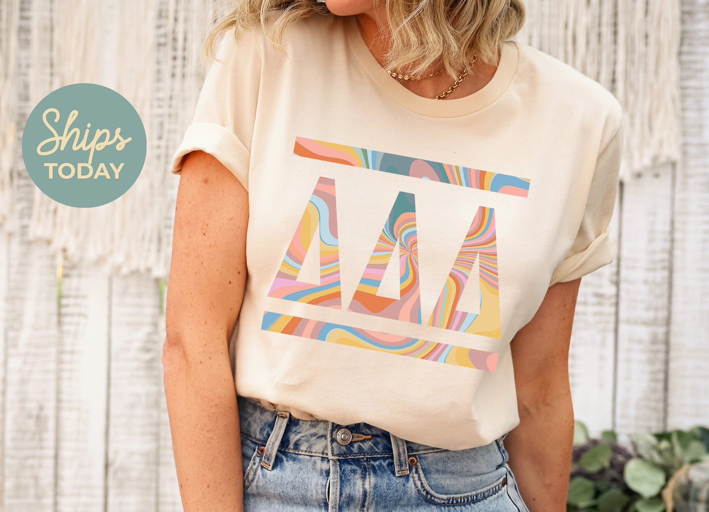 Delta Delta Delta Multicolor Letters Sorority T-shirt _ 30471g