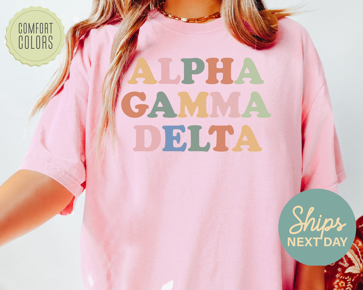 Alpha Gamma Delta Bright and Proud Comfort Colors Sorority T-shirt _ 417g