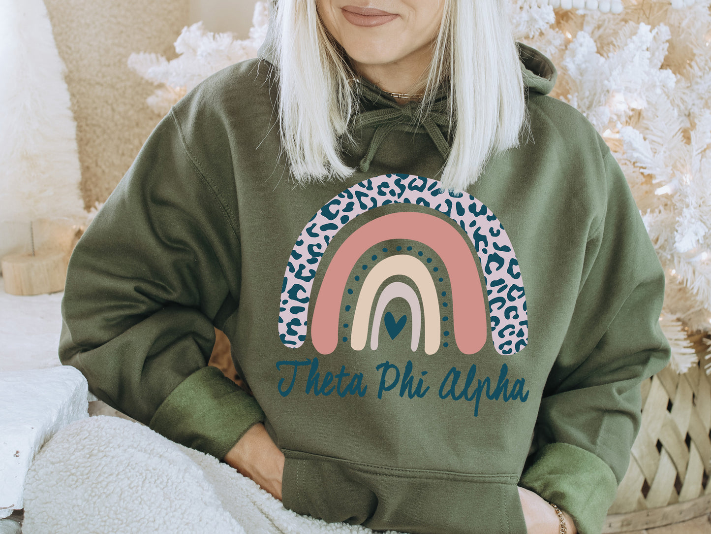 Theta Phi Alpha Greek Rainbow Sorority Hoodie _ 2757g