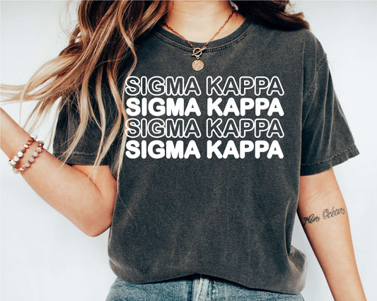 Sigma Kappa Bold Bubble Letter Sorority T-shirt _ 2234g