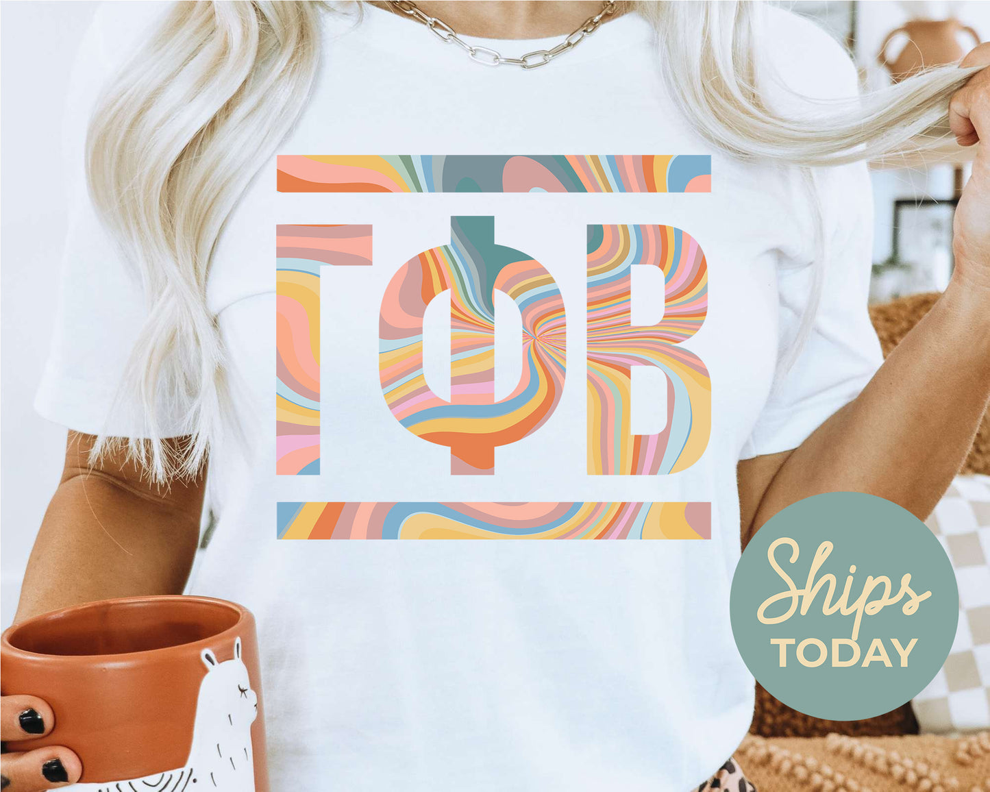 Gamma Phi Beta Multicolor Letters Sorority T-shirt _ 30475g