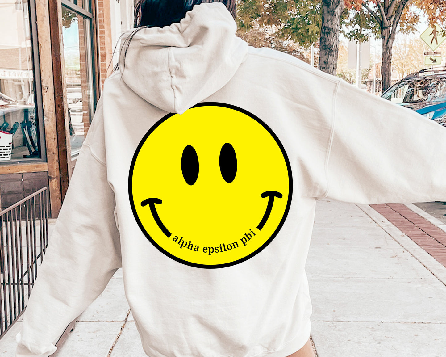 Alpha Epsilon Phi Smiley Face Sorority Hoodie _ 32844g