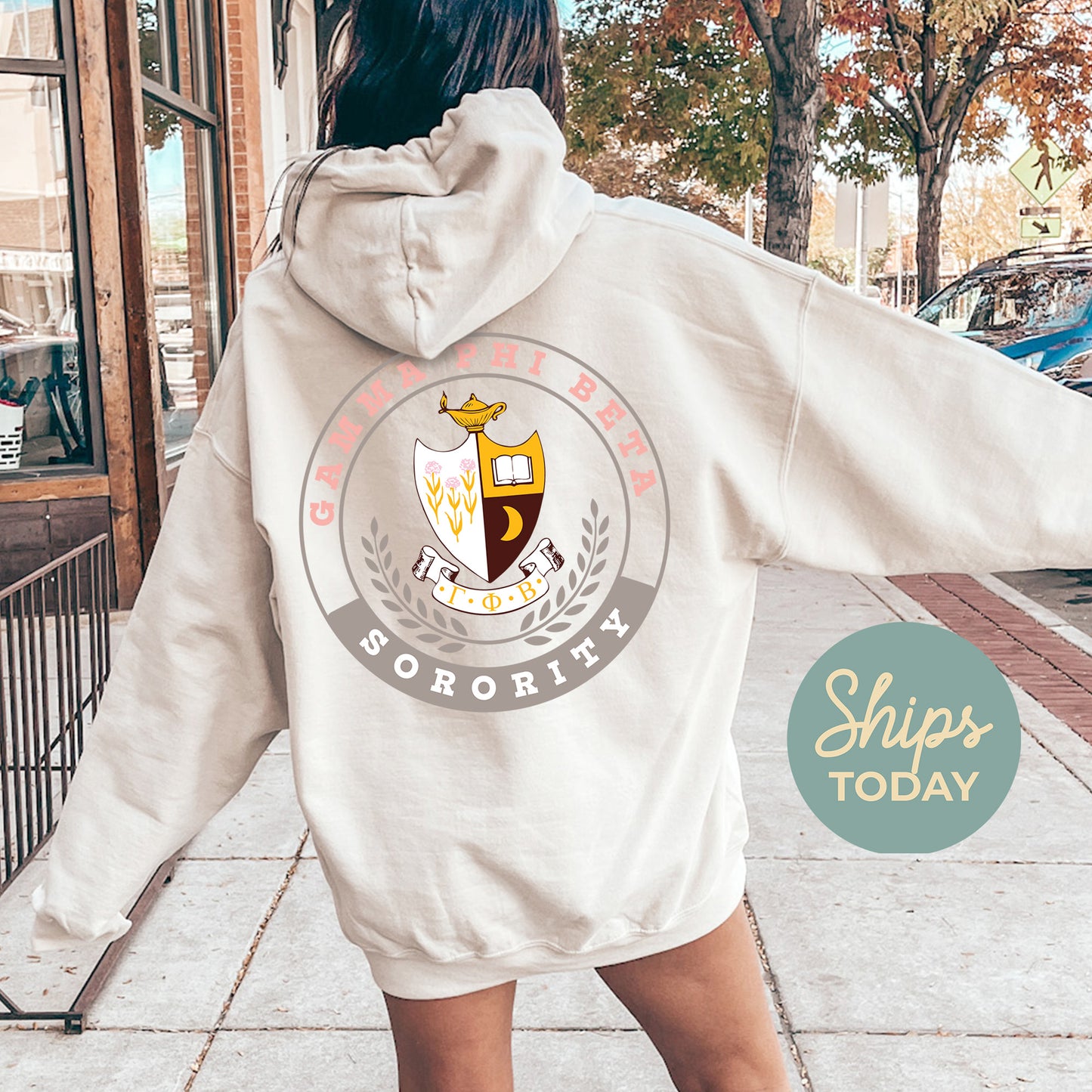 Gamma Phi Beta Crested Tradition Sorority Hoodie _ 32830g