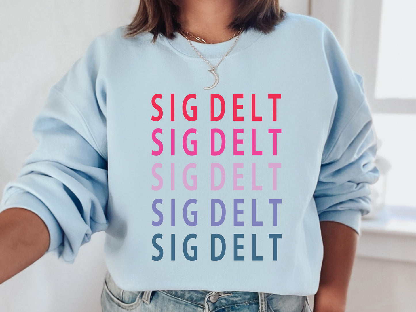 Sigma Delta Tau Bright and Stacked Sorority Sweatshirt _ 22g