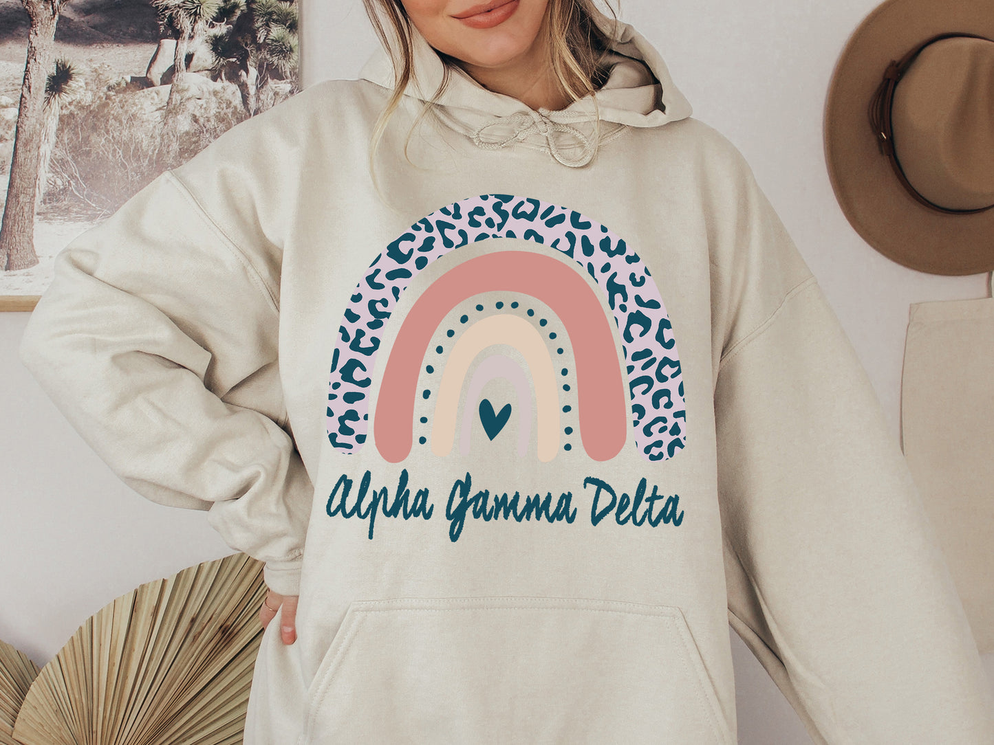 Alpha Gamma Delta Greek Rainbow Sorority Hoodie _ 2736g