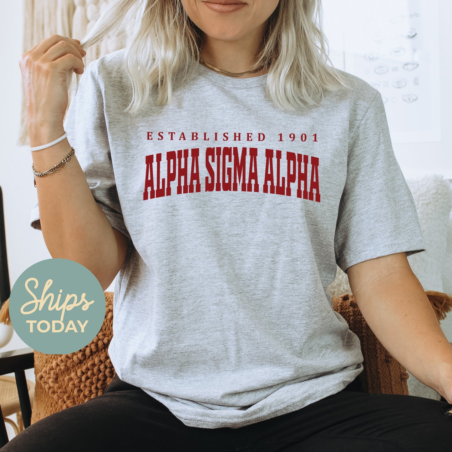 Alpha Sigma Alpha Bold Letters Sorority T-shirt _ 35126g