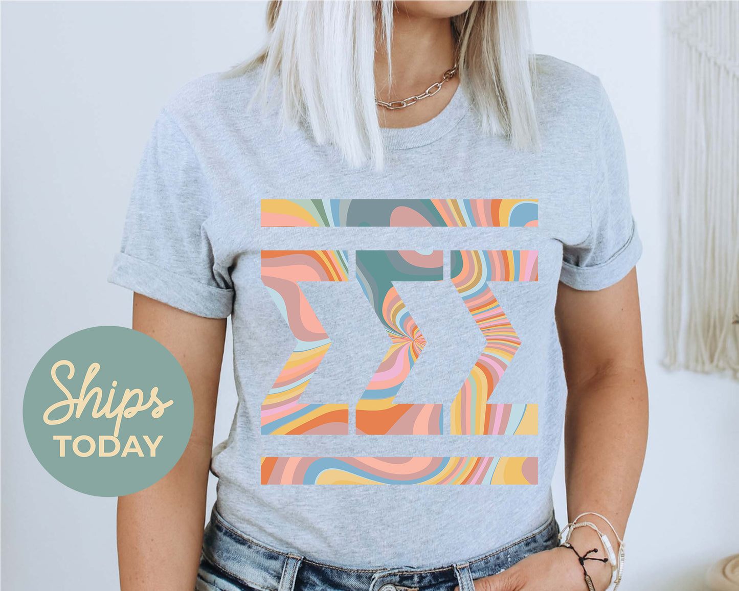 Sigma Sigma Sigma Multicolor Letters Sorority T-shirt _ 30484g