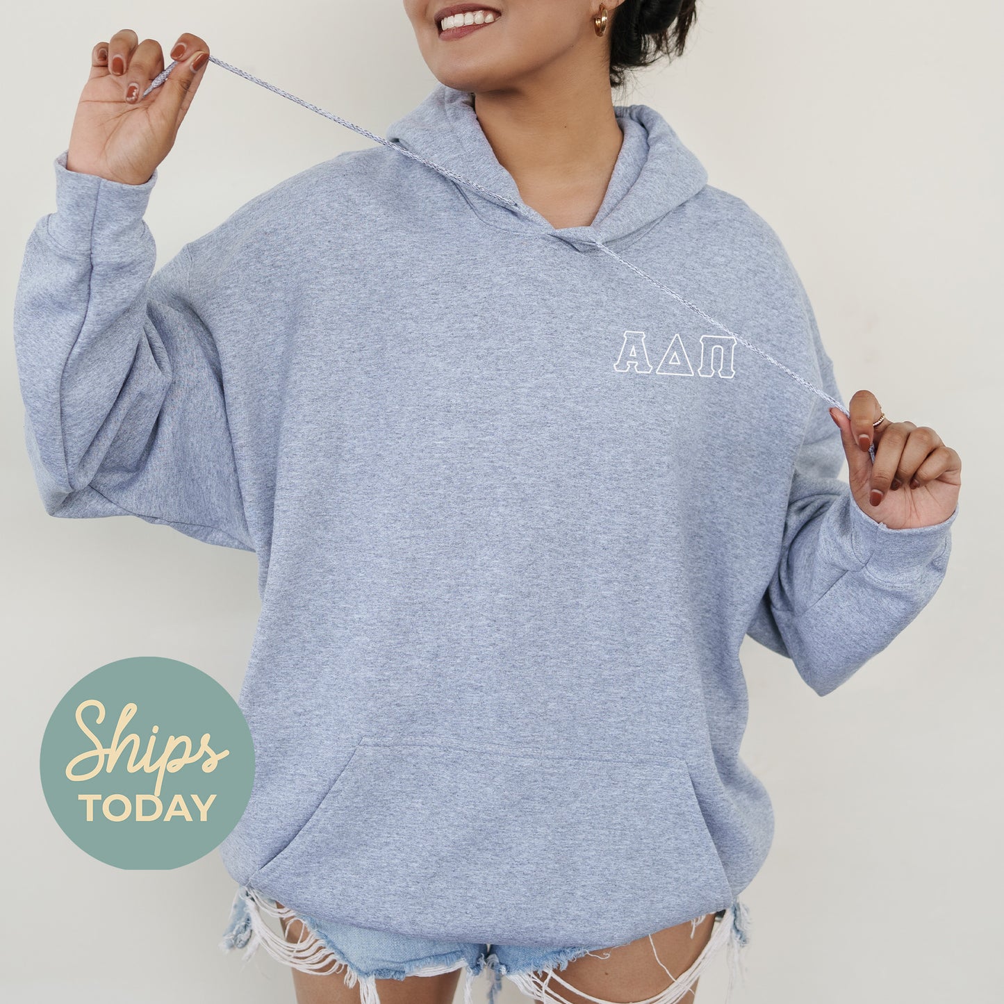 Alpha Delta Pi Outlined Letters Sorority Hoodie  _ 39035g