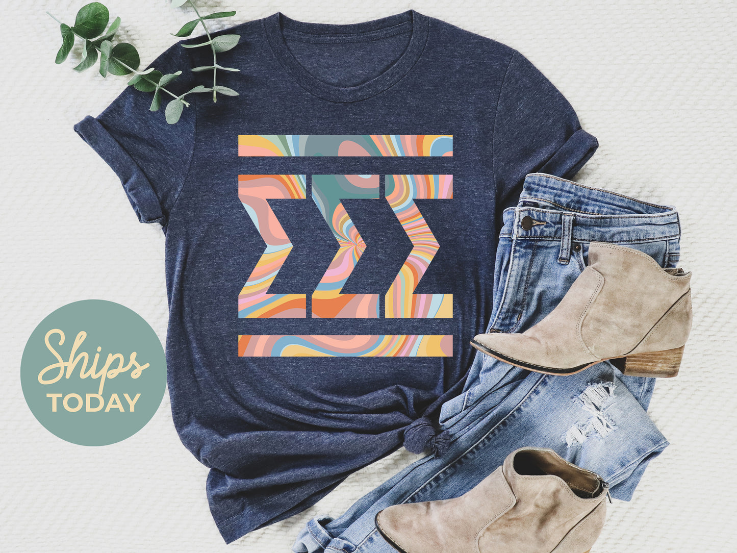 Sigma Sigma Sigma Multicolor Letters Sorority T-shirt _ 30484g