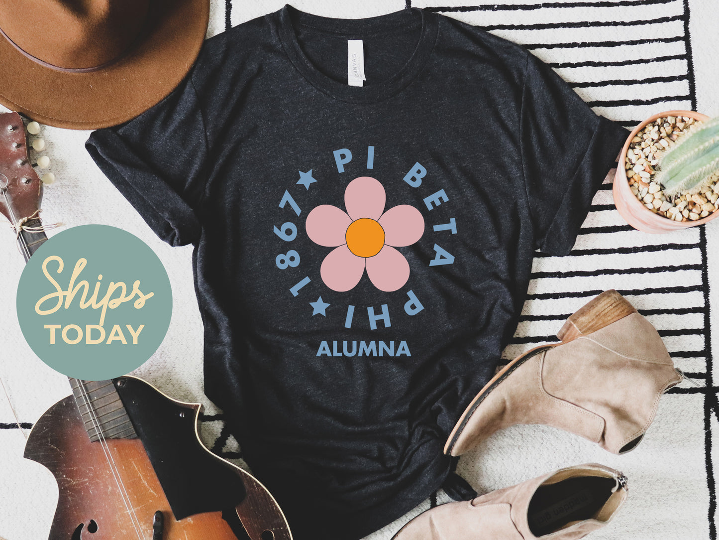 Pi Beta Phi Floral Alumna Sorority T-shirt _ 2571g