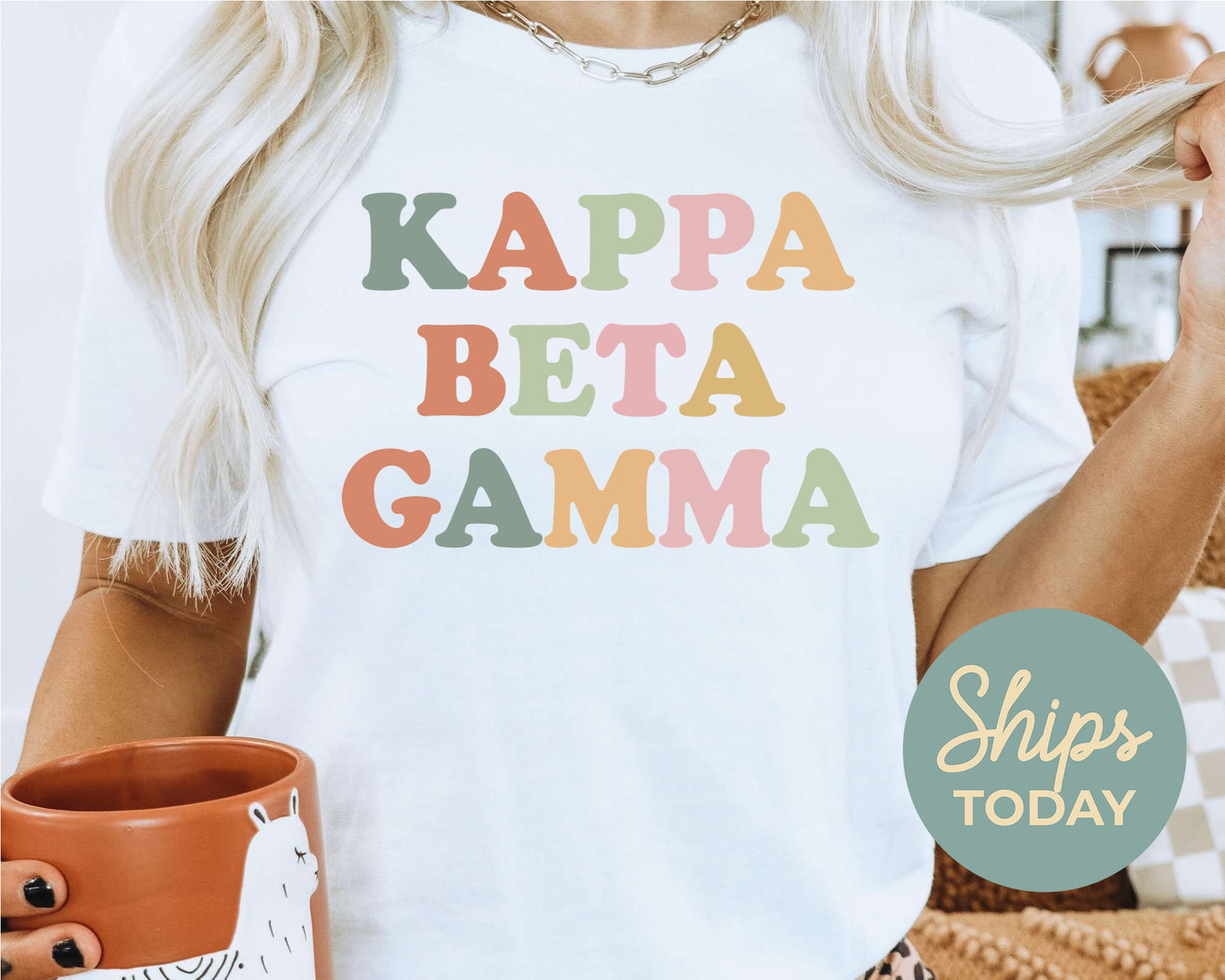 Kappa Beta Gamma Bright and Colorful Sorority T-shirt _ 3472g