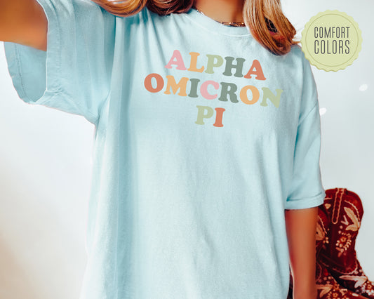 Alpha Omicron Pi Bright and Proud Comfort Colors Sorority T-shirt _ 418g