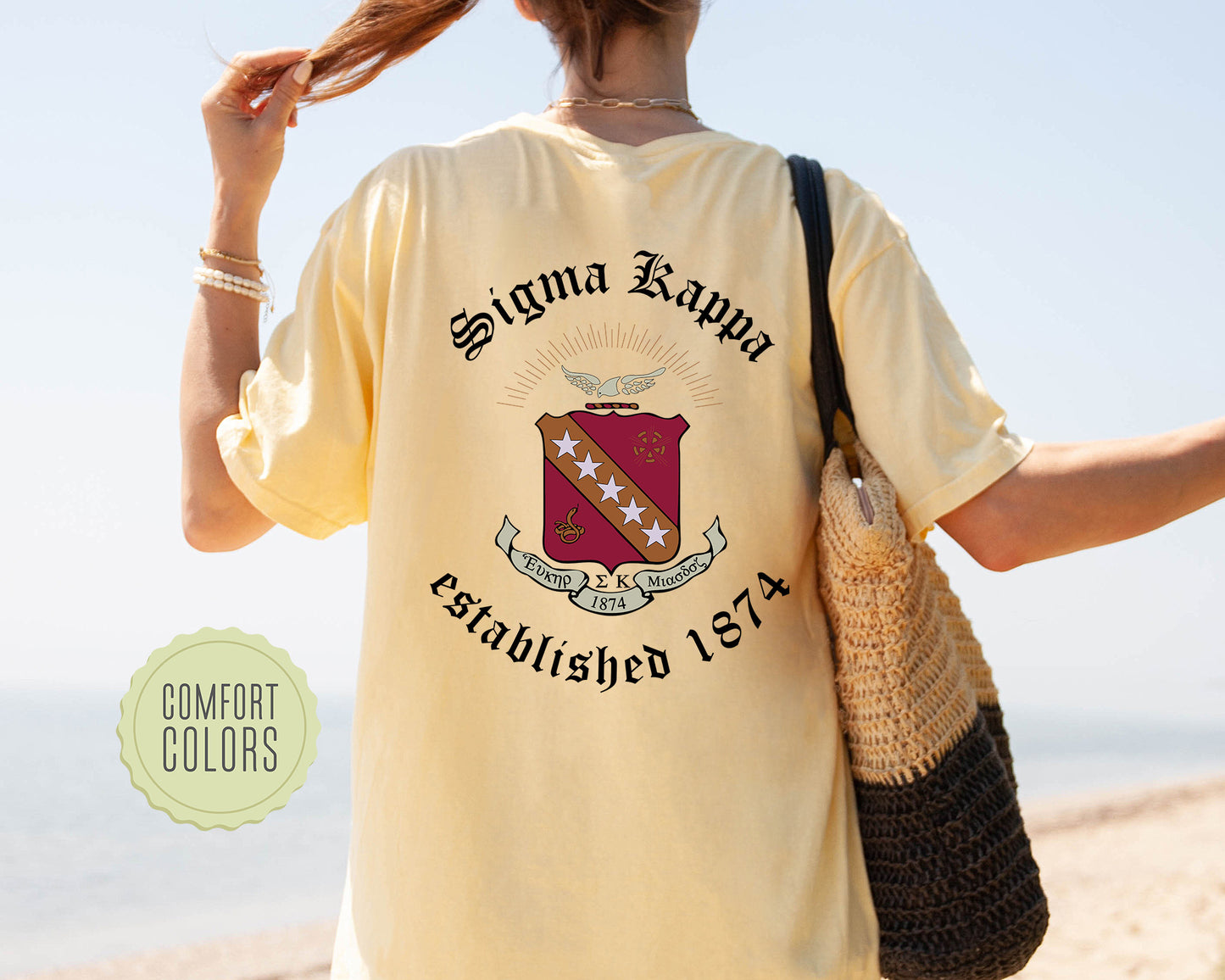 Sigma Kappa Old English Crest Comfort Colors Sorority T-shirt _ 32942g