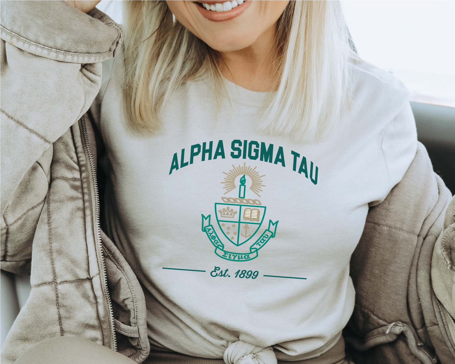 Alpha Sigma Tau Loyalty Crest Sorority T-shirt _ 4427g