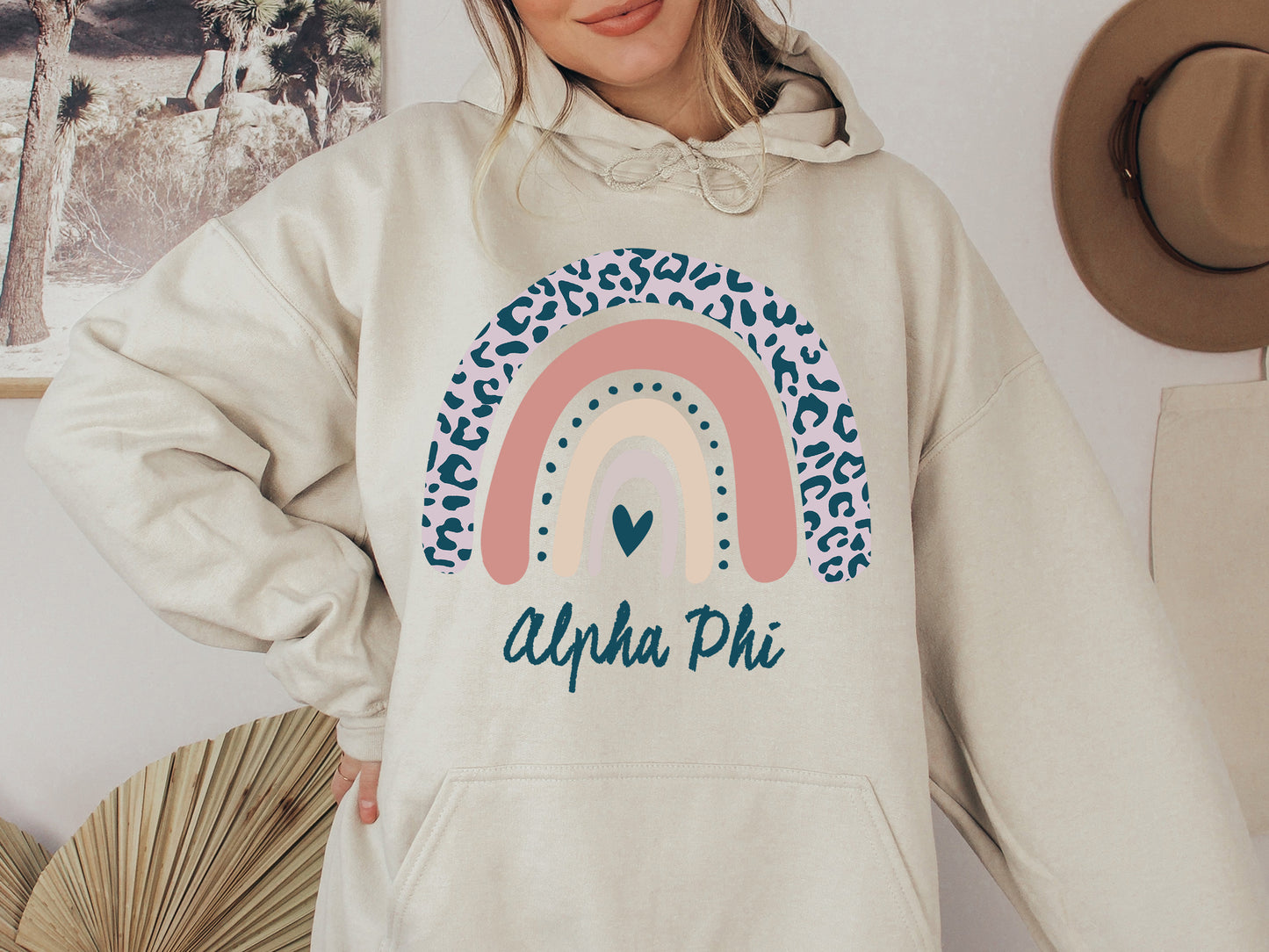 Alpha Phi Greek Rainbow Sorority Hoodie _ 2738g