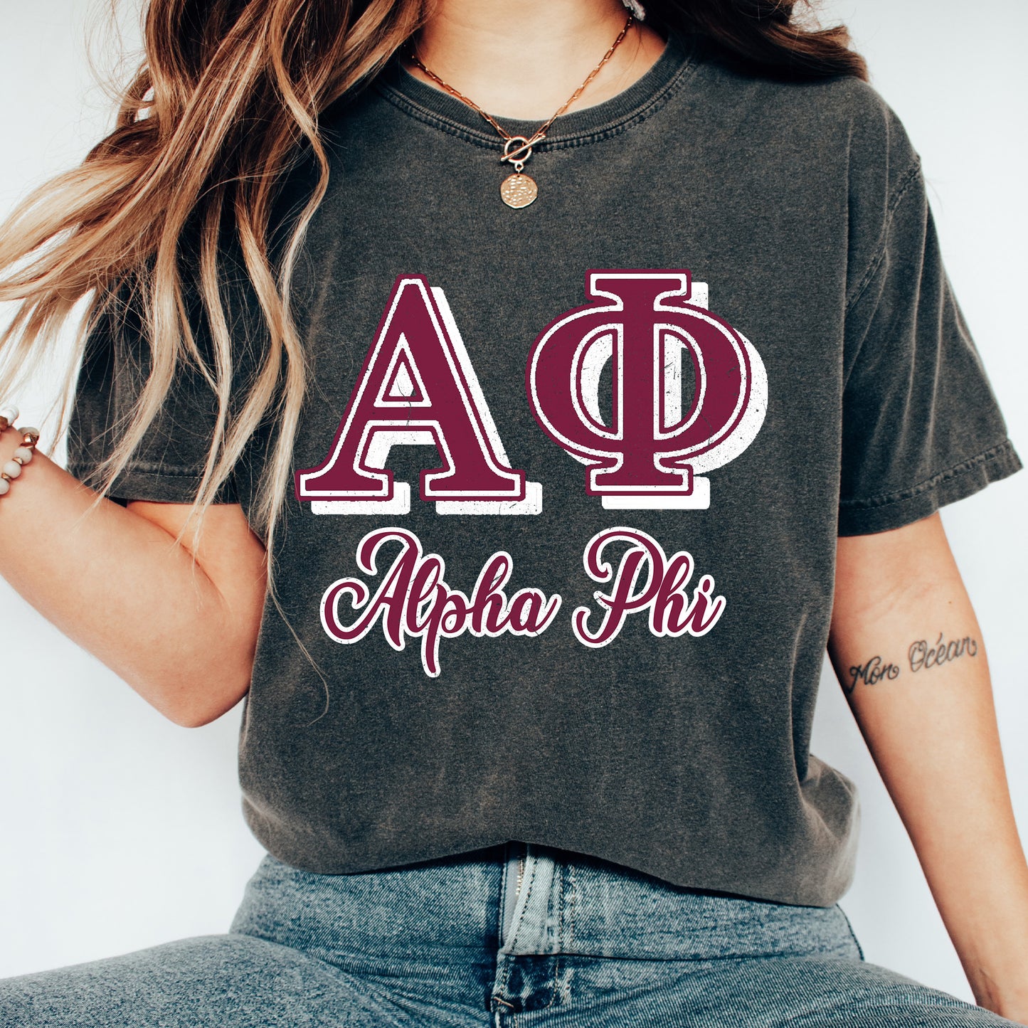 Alpha Phi Greek Colors Sorority T-shirt _ 36074g