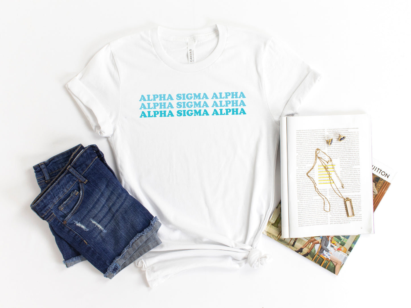 Alpha Sigma Alpha Touch of Blue Sorority T-shirt _ 2583g