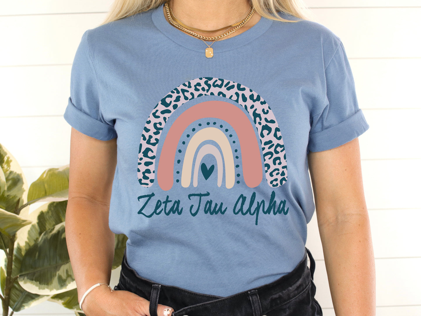 Zeta Tau Alpha Greek Rainbow Sorority T-shirt _ 2758g