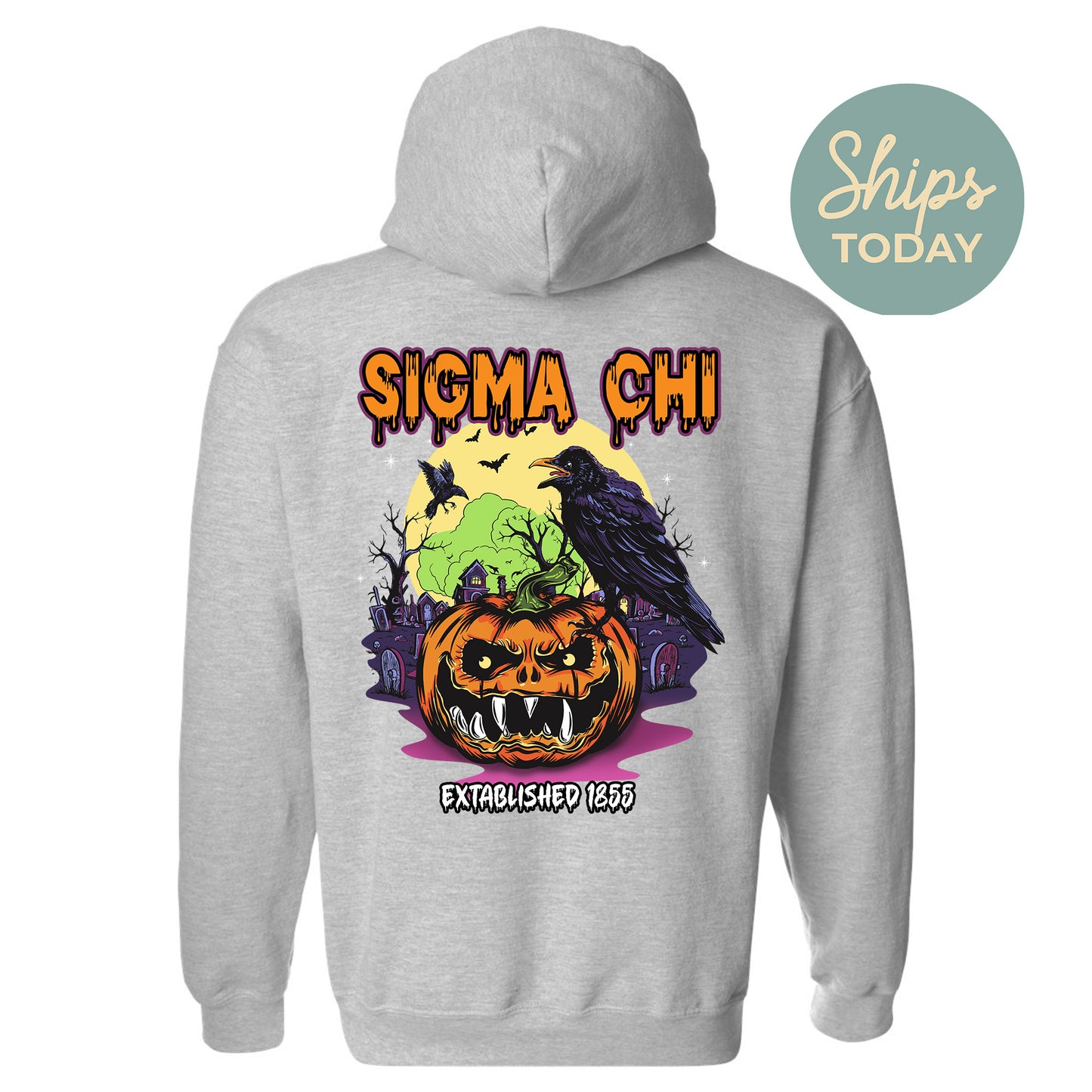 Sigma Chi Halloween Bats Fraternity Hoodie _ 36274g