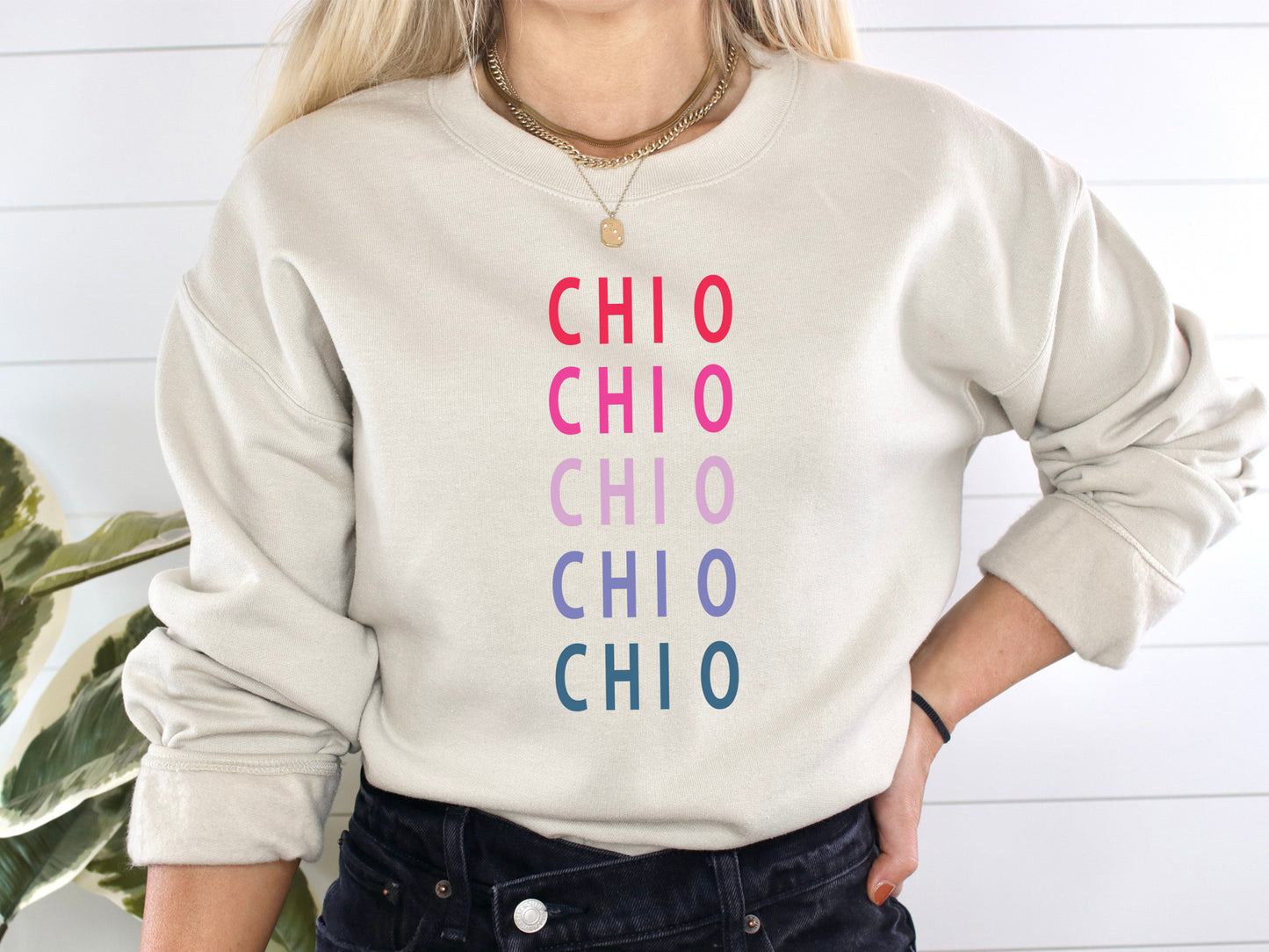 Chi Omega Bright and Stacked Sorority Sweatshirt _ 9g