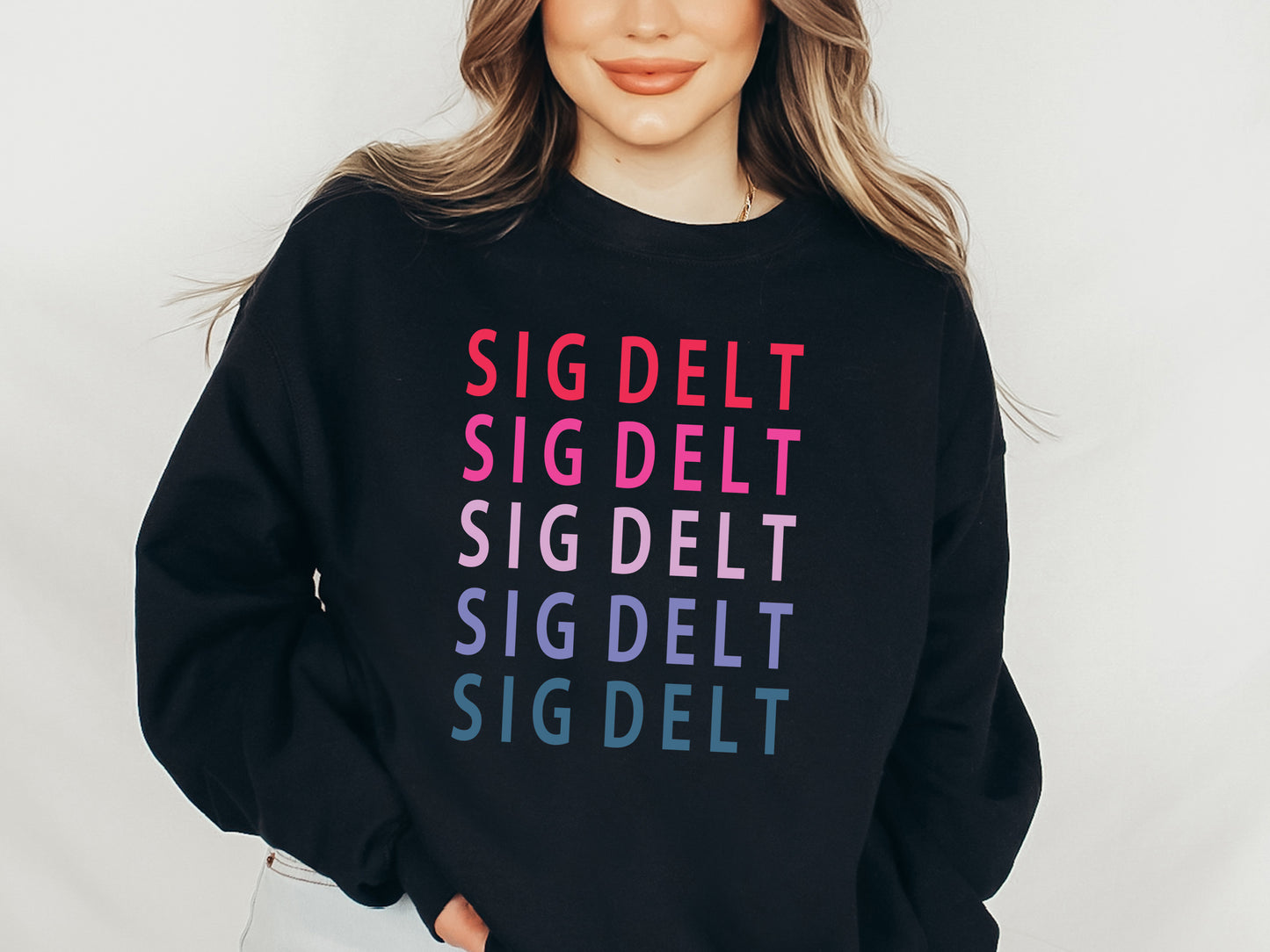 Sigma Delta Tau Bright and Stacked Sorority Sweatshirt _ 22g